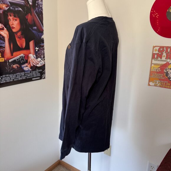 Wrangler Navy Blue Long Sleeve Work Heavy Duty Shirt - Picture 10 of 12